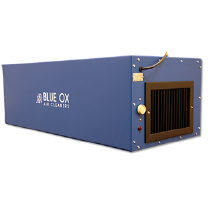 The Blue Ox OX1100 air filtration system in the color blue.