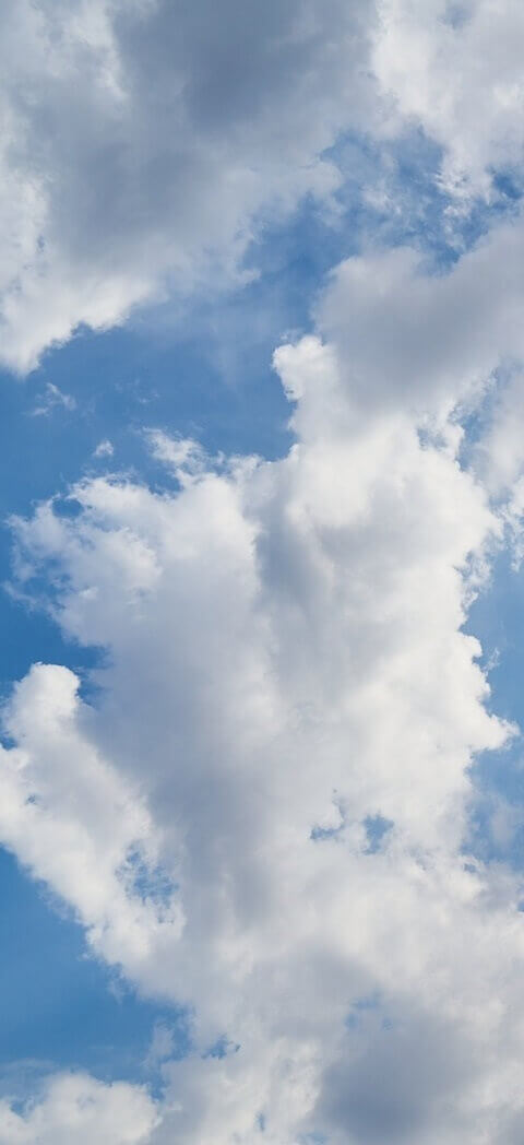 Blue sky and clouds, good air quality.