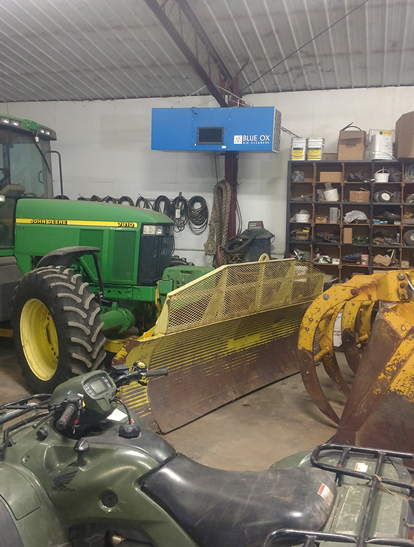 A Blue Ox OX3000 air cleaner installed at a local welding shop to remove smoke and fumes that were creating a thick fog.